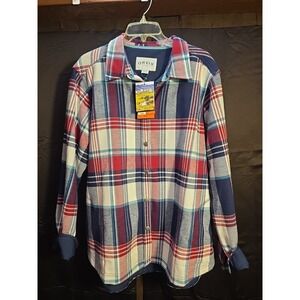 NWT Orvis Pinnacle Women’s XXL Shacket Red White Blue Plaid Fleece Lined Flannel